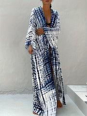 Tie Dye Long Sleeve Maxi Cover Up