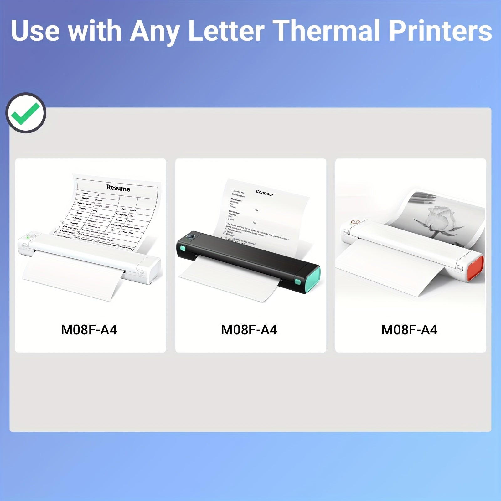 Odaro Thermal Printer Paper 8.5 x 11 US Letter Size 100 Sheets