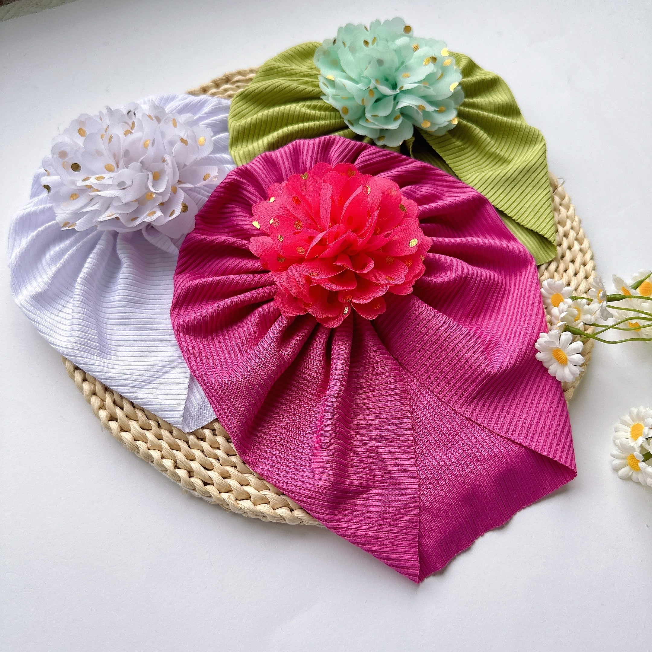 Soft Elastic Strip Flower Baby Hat for Girl