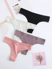 4 Pairs Solid Cotton G Strings & Thongs