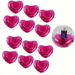 12pcs HeartShaped Inflatable Pool Coasters PVC Floating Drink Holders