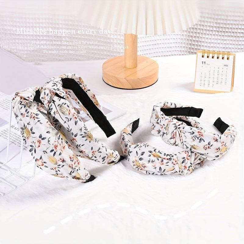 Floral Print Women Headband Wide Cloth Hairband Vintage Hair Accessories