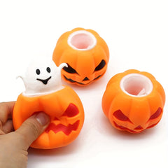 Halloween Pumpkin Ghost Pinch Funny Toy Luminous Prank Funny Decompressing Toy