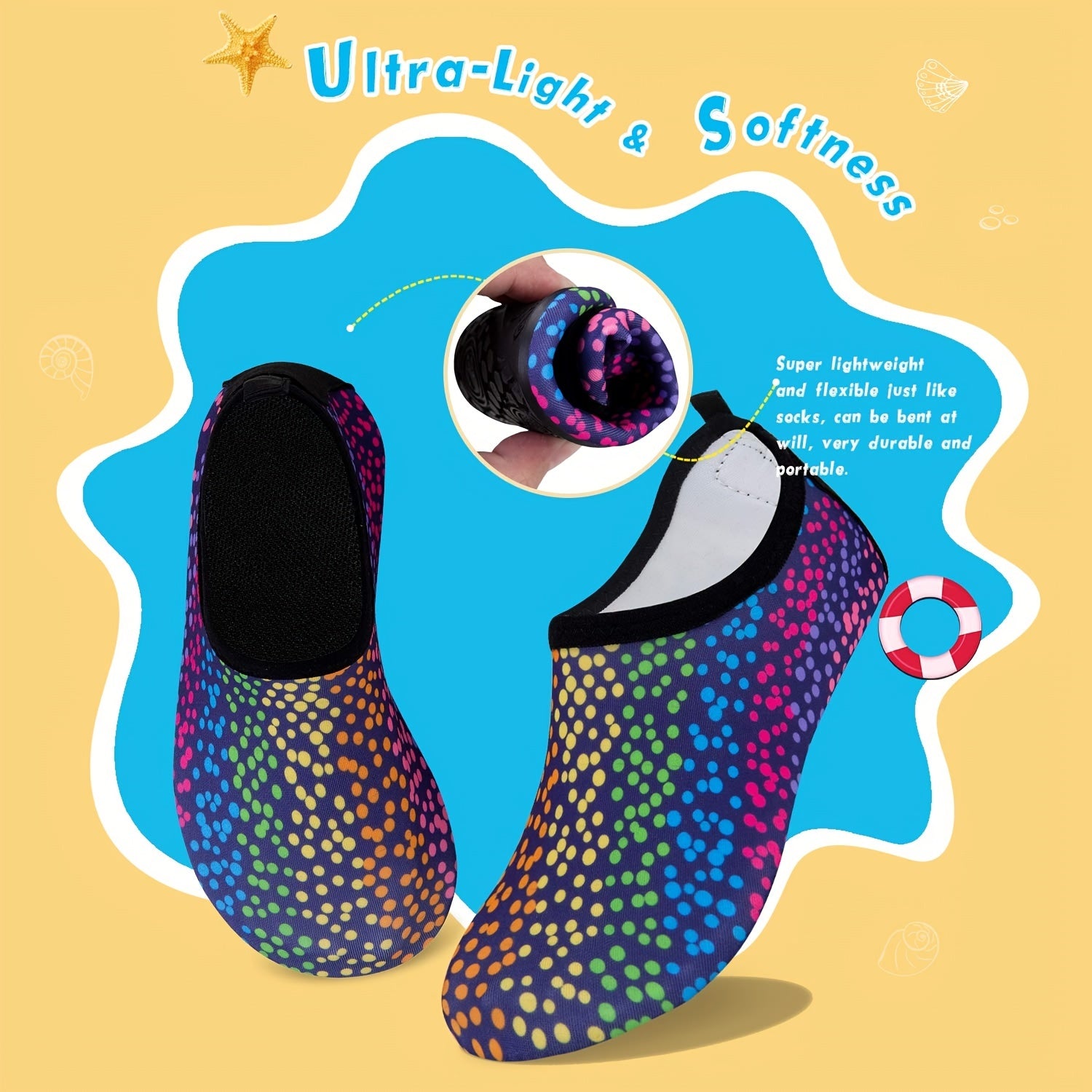 Infant Girls Dot Slip On Water Shoes Lightweight Quick Dry Aqua Socks