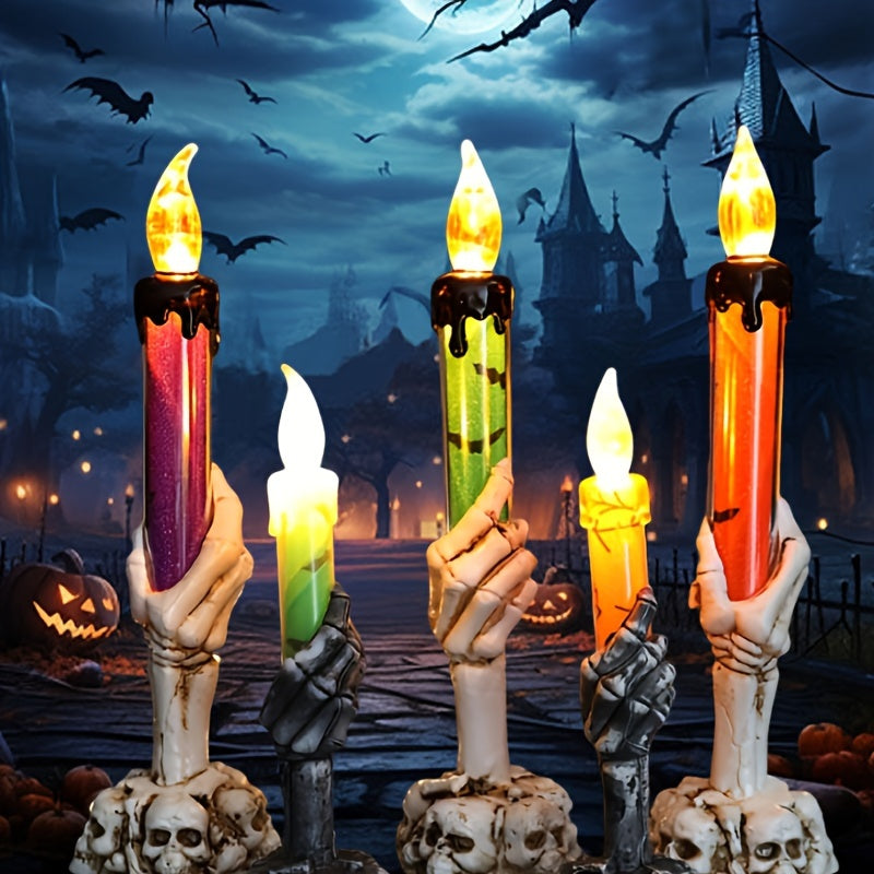 1pc Halloween LED Candle Skeleton Ghost Hand Light