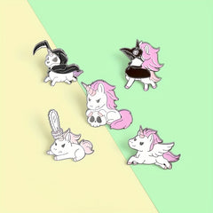 Unicorn Pattern Brooch Pink Skull Horse Collar Pin Decorative Accessories