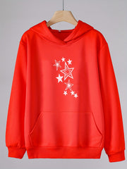 Girls Cartoon Stars Pattern Hooded Sweatshirt