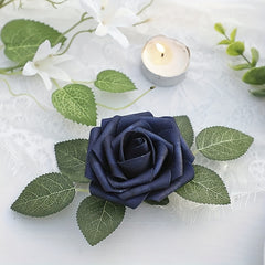 25pcs Artificial Navy Roses DIY Wedding Bouquets Bridal Shower Party Decor