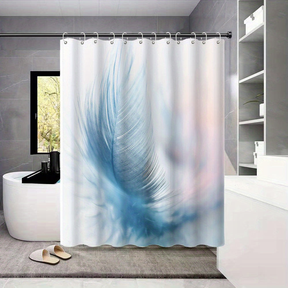 Waterproof Colorful Feather Polyester Shower Curtain