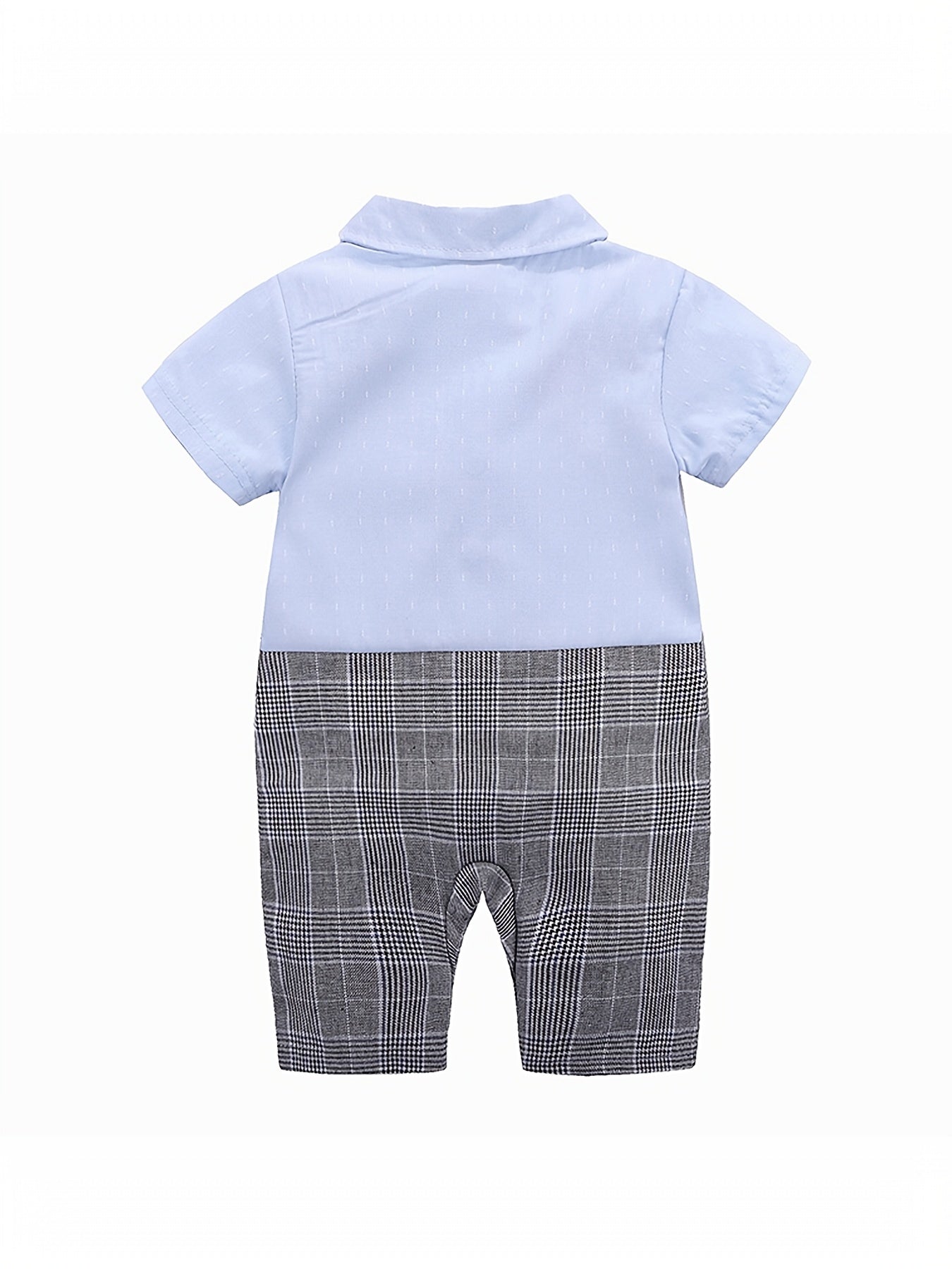 Baby Boys Plaid Bowtie Gentleman Romper Jumpsuit