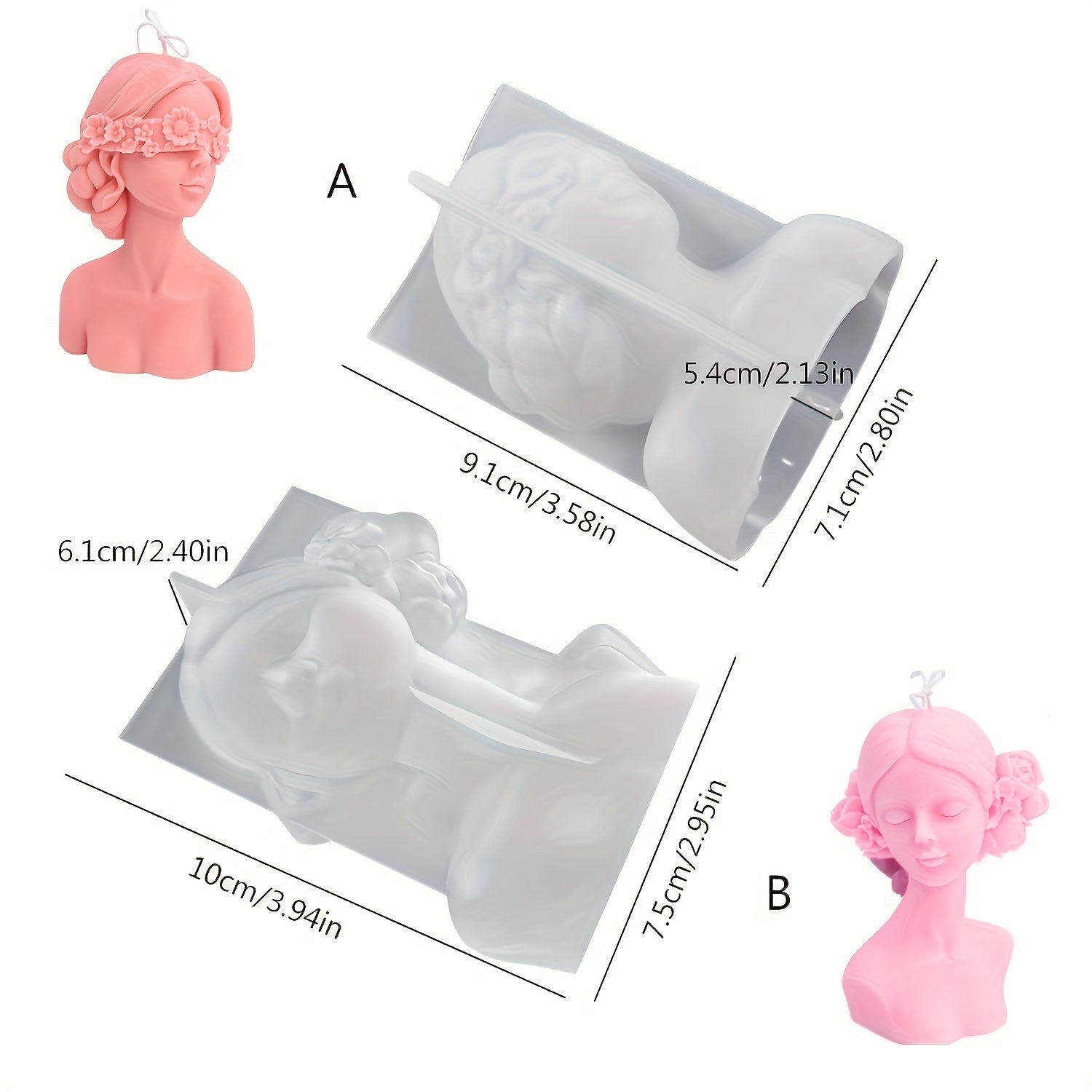 3D Girl Portrait Candle Making Mold for DIY Aromatherapy Decoration