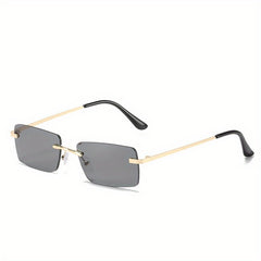 Men's Square Rimless Glasses Vintage Sunglasses