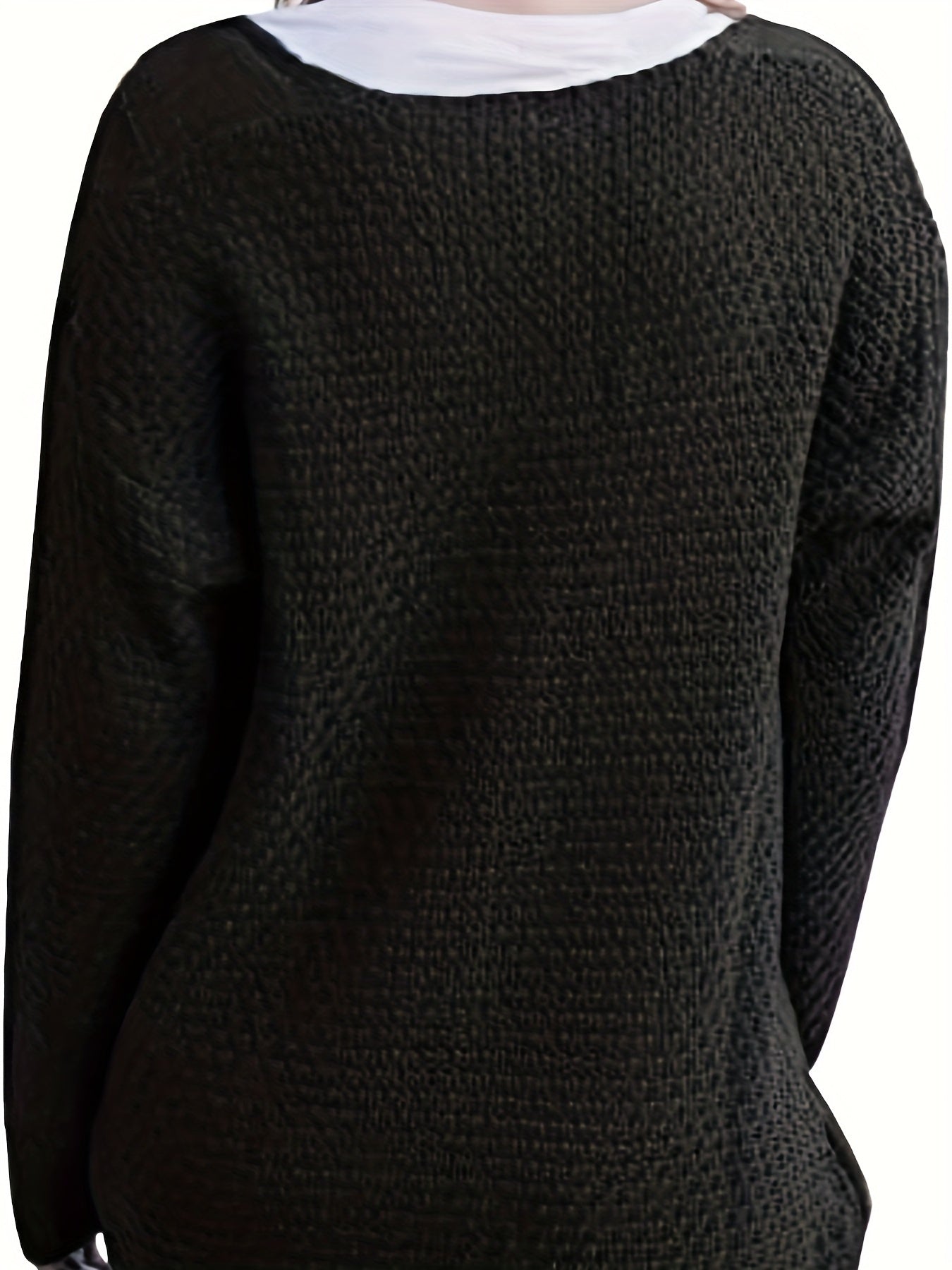 Mid Length Knit Cardigan Open Front Long Sleeve Sweater