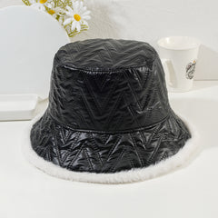 Solid Bucket Hat Autumn Winter Fleece Thickened Warm Fisherman Hat