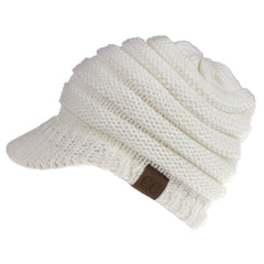 Chunky Cable Knit Ponytail Beanie Soft Winter Hat for Women