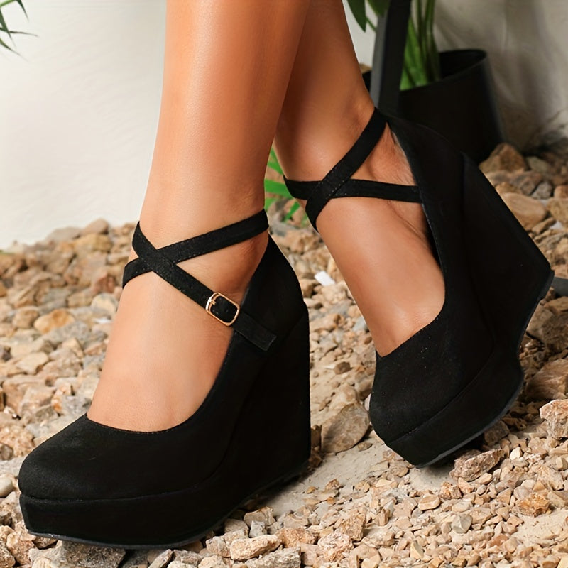Women's Platform Wedge Heels Mary Jane Comfort Dress Shoes