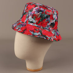 Reversible Bucket Hat Rose Red Abstract Painting Fisherman Cap Lightweight