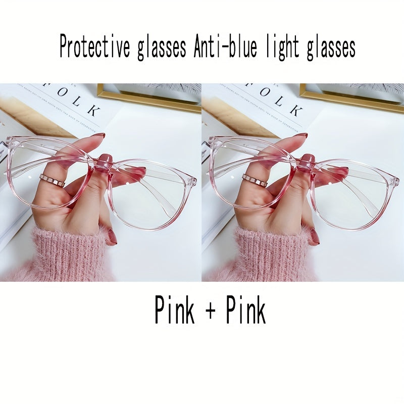 2Pairs Oversized Round Frame Gaming Glasses Women