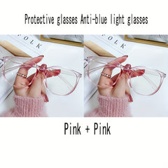 2Pairs Oversized Round Frame Gaming Glasses Women