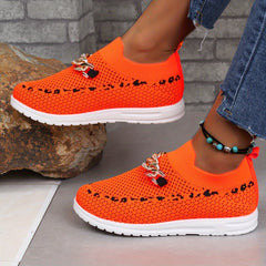 Sporty Walking Shoes Chain Decor Mesh Slip On Sneakers Women's Footwear