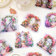 Vintage Garden Washi Stickers Pack - Flower Gate Stickers - Large Size