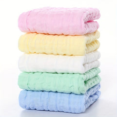 5pcs Solid Cotton Washcloth Handkerchiefs Soft Absorbent Towel