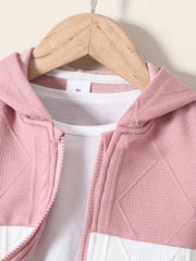 Colorblock Zipper Hooded Jacket Long Sleeve Sweatshirt
