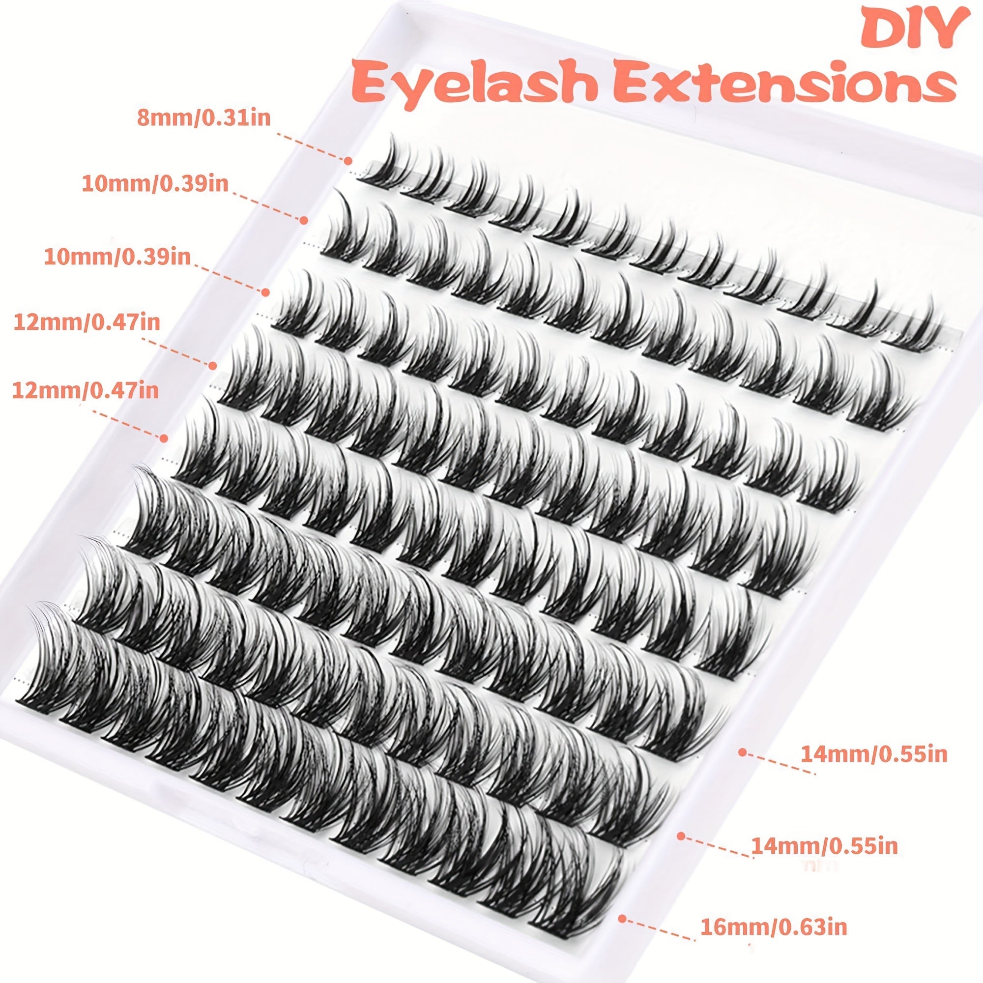 96pcs Wispy Lash Clusters DIY Eyelash Extensions C D Curling 8-16mm