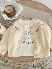 Infant Girl's Embroidered Knitted Cardigan Coat