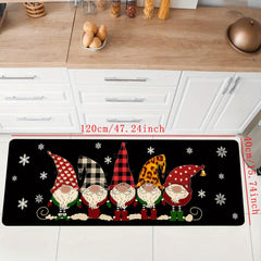 Christmas Gnome Santa Kitchen Mat Anti Slip Hallway Balcon Polyester Carpet