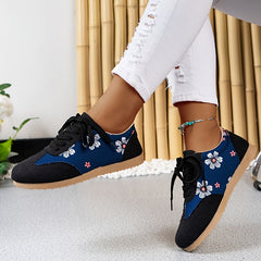 Women's Floral Pattern Lace Up Sneakers Lightweight Walking Shoes