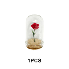 Little Prince Rose Dollhouse Rose in Glass Dome Dreamy Red Rose Ornament