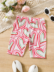 Toddler Girls Colorful Heart Graphic Elastic Waist Biker Shorts