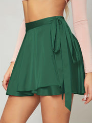 Solid Tie Wrap Skirt Casual Skirt For Spring & Summer