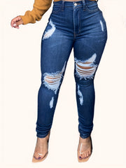 Ripped High Waisted Skinny Stretch Jeans