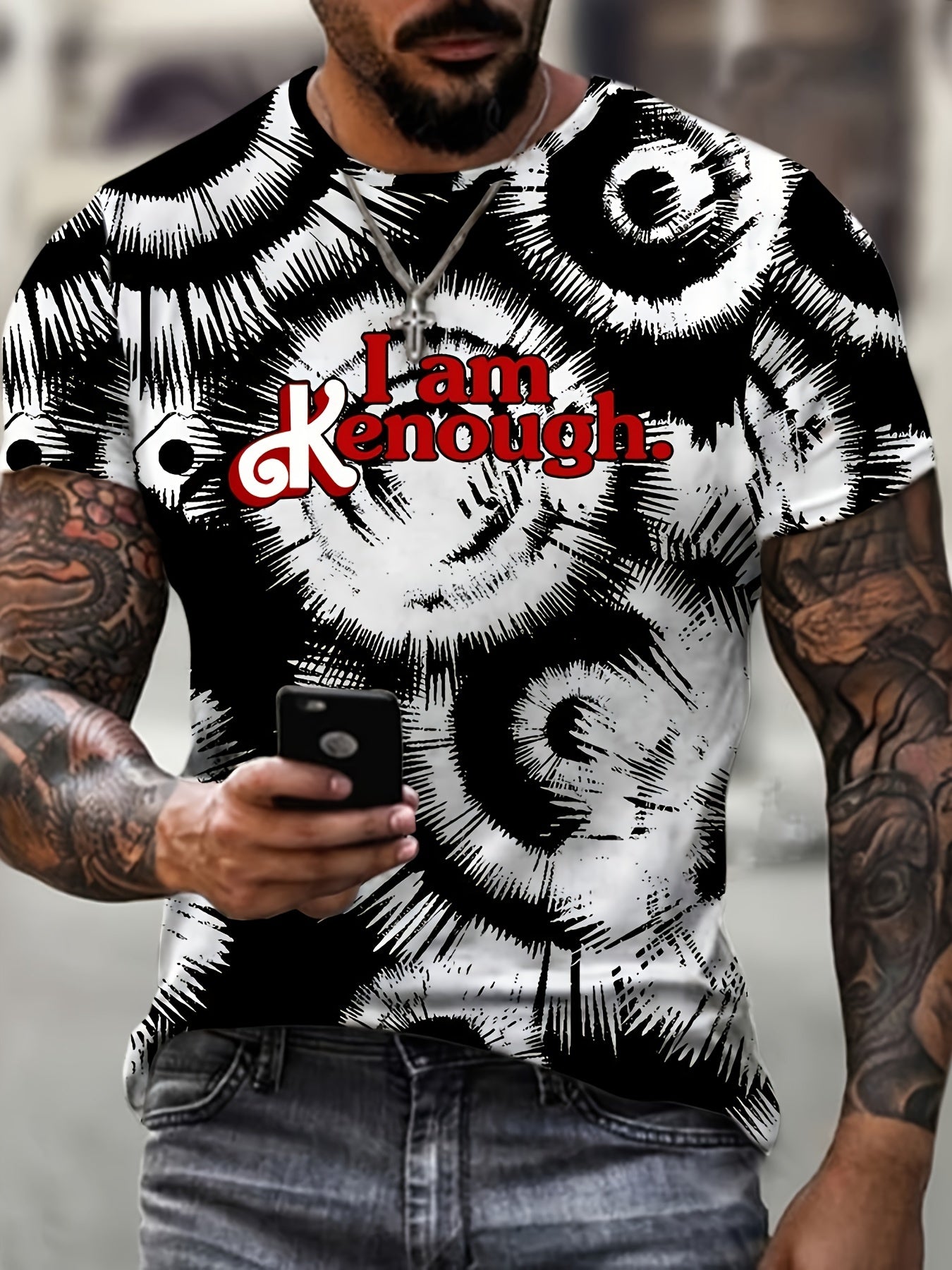 Men's Kenough Print T-shirt Casual Comfy 3D Print Tee