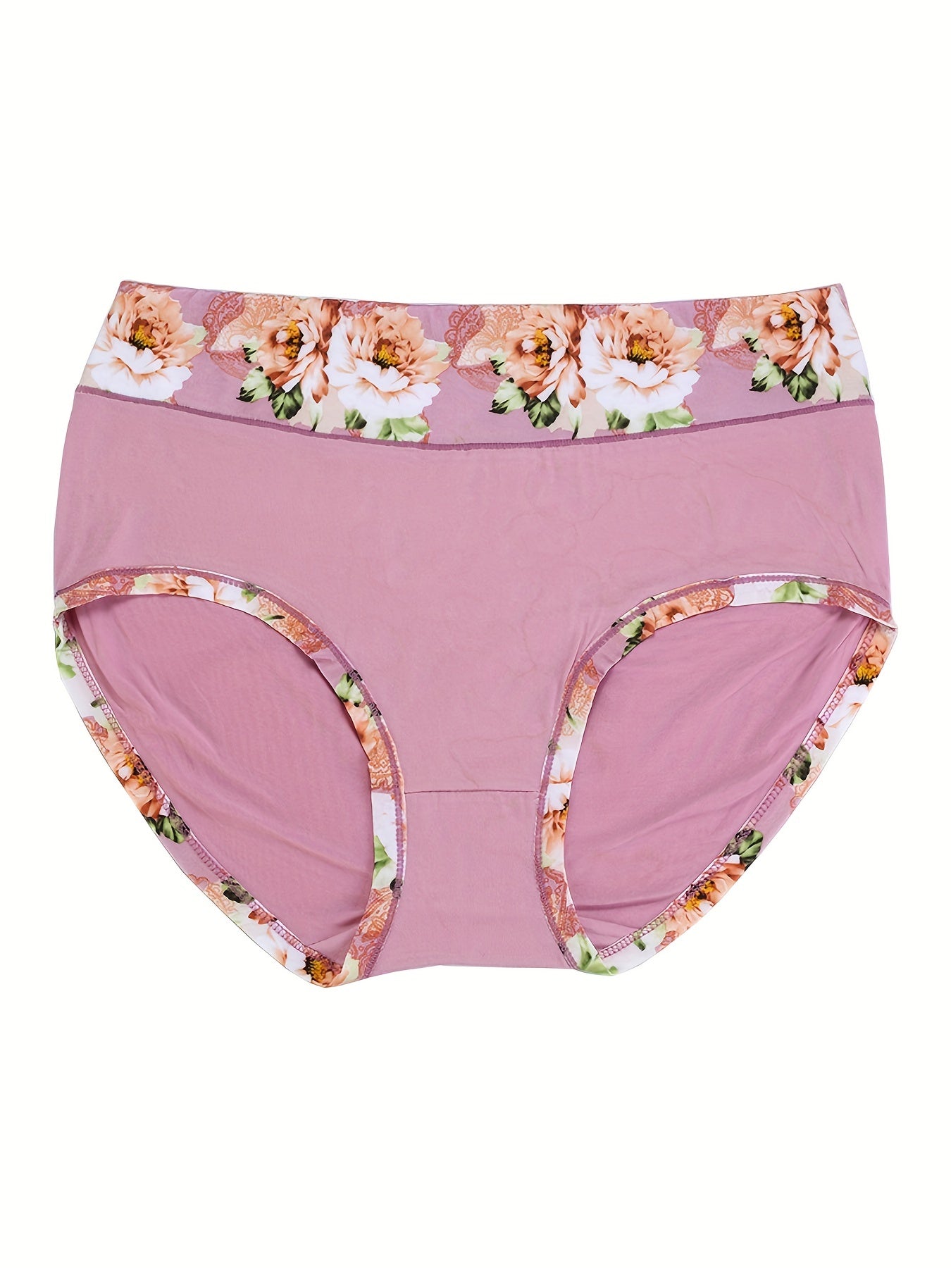 Women's Plus Size Soft Floral Print Panties 4-Pack Set