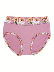 Women's Plus Size Soft Floral Print Panties 4-Pack Set