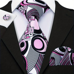 Men's Tie Jacquard Striped Necktie Set