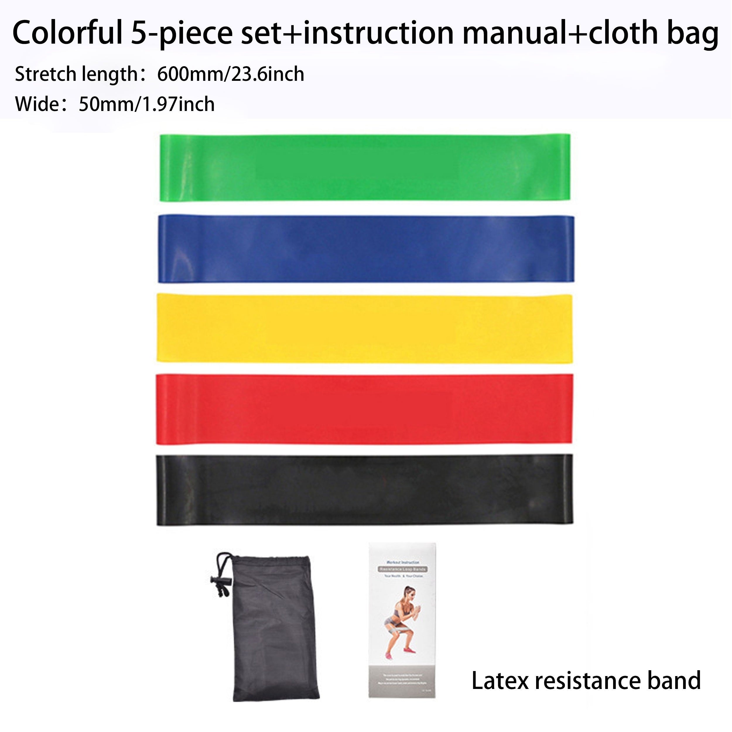 5pcs Latex Elastic Resistance Band for Yoga Fitness Hip Lifting Training