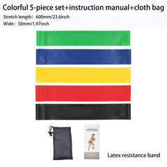 5pcs Latex Elastic Resistance Band for Yoga Fitness Hip Lifting Training