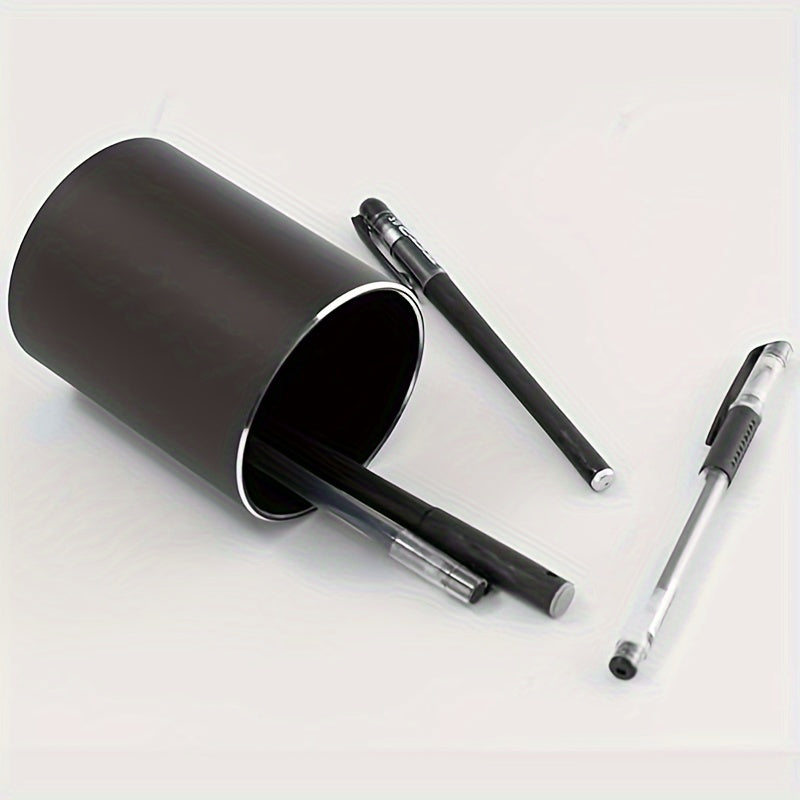 Aluminum Alloy Round Pen Holder Desktop Storage Business Office Metal Cosmetics