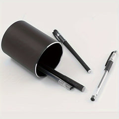Aluminum Alloy Round Pen Holder Desktop Storage Business Office Metal Cosmetics
