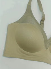 Striped Wireless Push Up Bra - Comfy & Breathable
