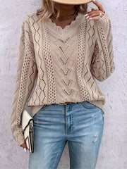 Casual Sweater Women's Plus V Neck Long Sleeve Jumper