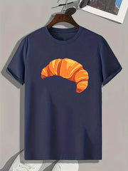 Croissant Print Men's Graphic T-shirt for Summer