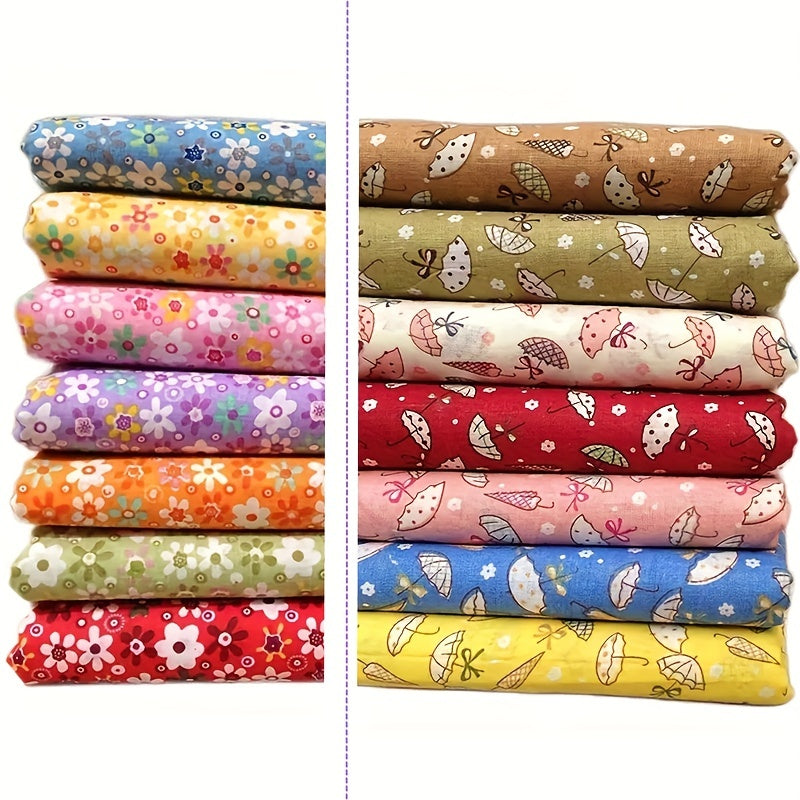 7pcs Ditsy Floral Pattern Cotton Cloth for DIY Patchwork Doll Clothes