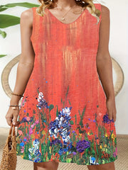 Women's Plus Ombre & Floral Print V Neck Tank Dress