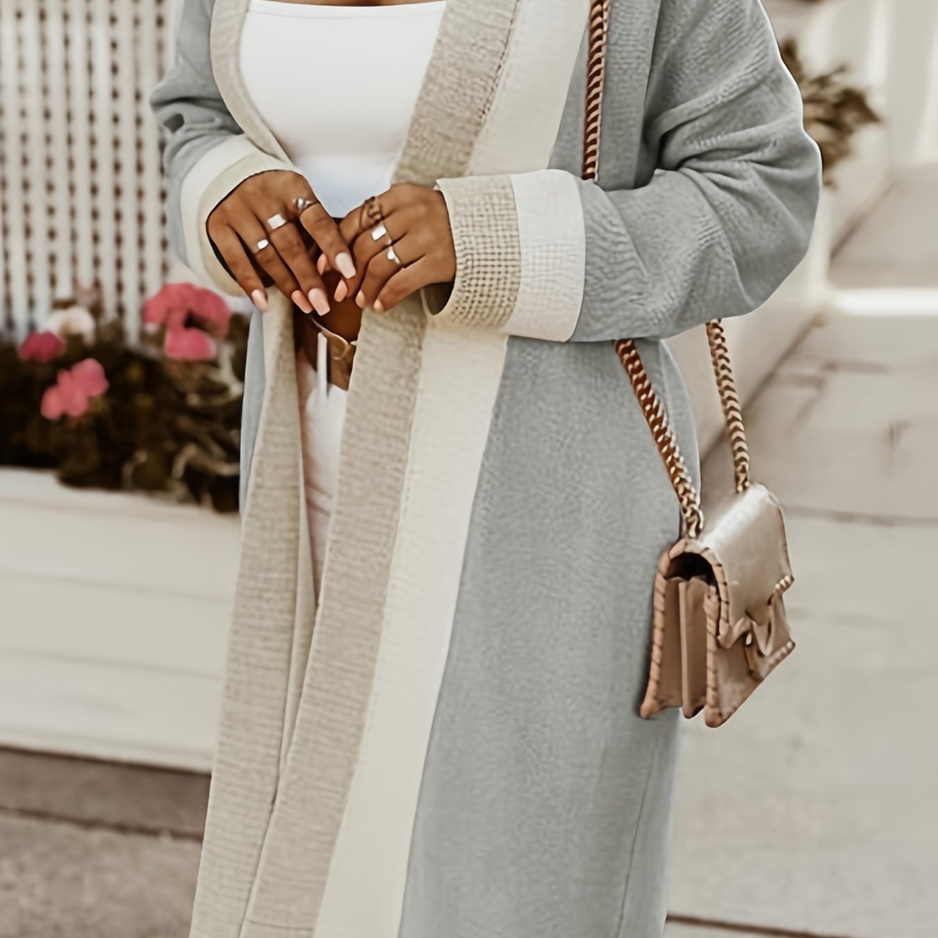 Open Front Knit Cardigan Long Sleeve Sweater