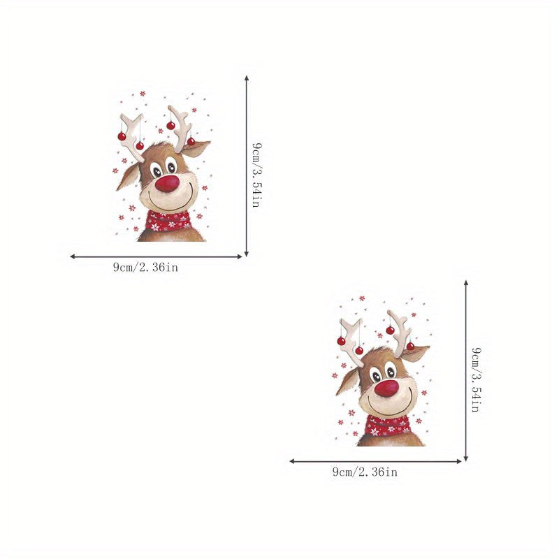 2pcs Christmas Deer Heat Transfer Sticker DIY Washable Patches On Clothes